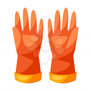 Illustration of rubber gloves for cleaning. Housekeeping cleaning item for service, design and advertising.