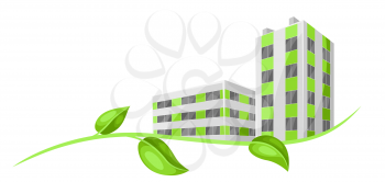 Green town concept illustration. Ecologically clean buildings in city.