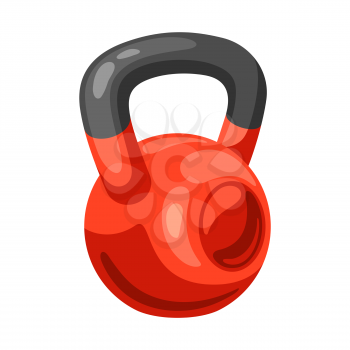Illustration of athletic red kettlebell. Fitness sport cartoon icon.