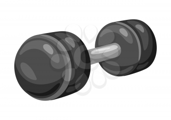 Illustration of athletic dumbbell. Fitness sport cartoon icon.