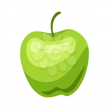 Illustration of green apple. Healthy eating cartoon icon.