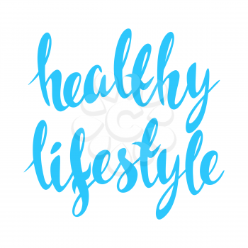 Illustration of healthy lifestyle lettering. Fitness sport handdrawn text.