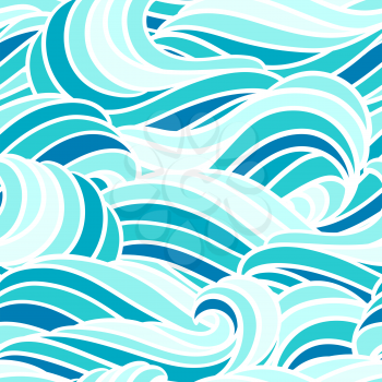 Seamless wave pattern. Background with sea, river or water texture. Wavy striped abstract fur or hair.