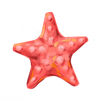 Illustration of starfish. Tropical underwater decorative sea animal.