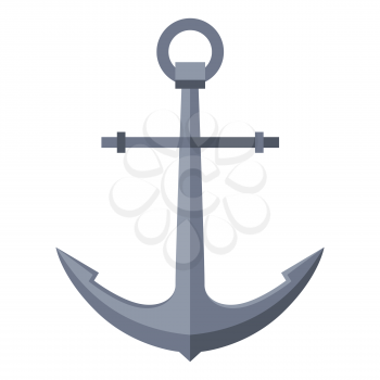 Illustration of ship anchor. Nautical symbol icon. Marine retro decorative item.