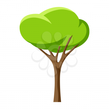 Spring or summer stylized tree with green leaves. Natural illustration