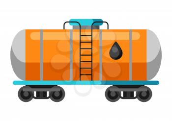 Illustration of oil rail tank. Industrial equipment in flat style.