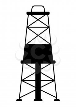 Illustration of oil derrick. Industrial equipment in flat style.