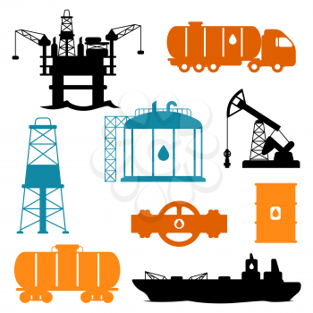 Set of oil and petrol icon. Industrial and business illustration.