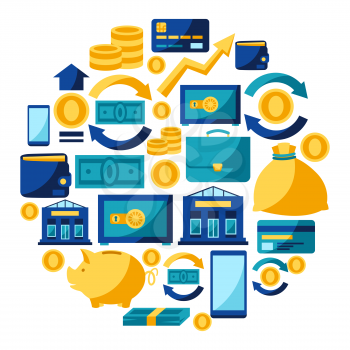 Banking background with money icons. Business illustration with finance items.
