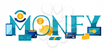 Banking illustration with money icons. Business concept with finance items.