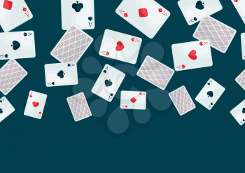 Background with four aces playing cards suit. On-board game or gambling for casino.