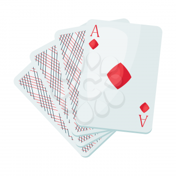 Illustration of ace diamond or tile playing cards. On-board game or gambling for casino.