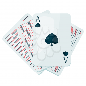Illustration of ace spade or pike playing cards. On-board game or gambling for casino.