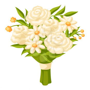 Illustration of wedding bouquet. Marriage romantic items.