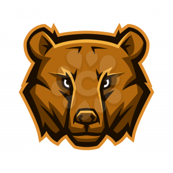 Mascot stylized bear head. Illustration or icon of wild animal.