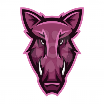 Mascot stylized boar head. Illustration or icon of wild animal.