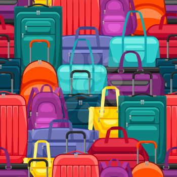 Seamless pattern with travel suitcases and bags. Background for tourism and shops.