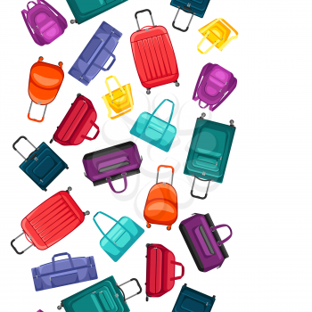 Seamless pattern with travel suitcases and bags. Background for tourism and shops.