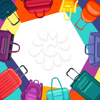 Background with travel suitcases and bags. Illustration for tourism and shops.