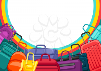 Background with travel suitcases and bags. Illustration for tourism and shops.