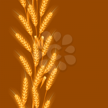 Seamless pattern with wheat. Agricultural image natural golden ears of barley or rye.