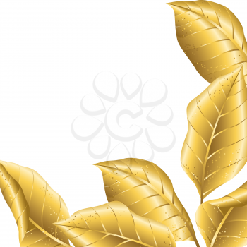 Floral background with gold autumn foliage. Falling golden leaves.