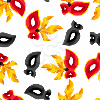 Seamless pattern with carnival masks. Illustration for parties, traditional holiday or festival.