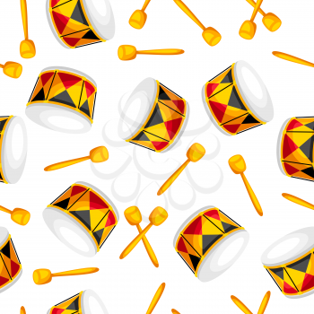 Seamless pattern with carnival drums. Illustration for parties, traditional holiday or festival.