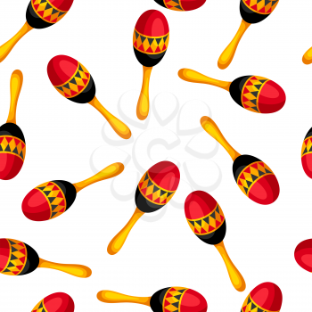 Seamless pattern with carnival maracas. Illustration for parties, traditional holiday or festival.