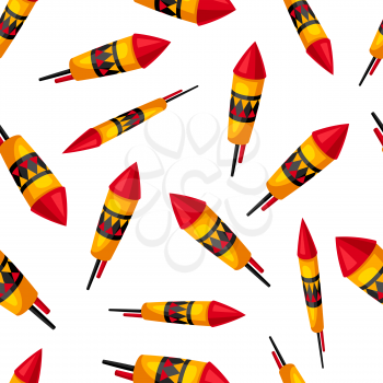 Seamless pattern with carnival fireworks. Illustration for parties, traditional holiday or festival.