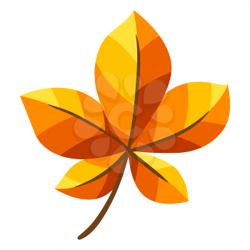 Illustration of autumn chestnut leaf. Stylized seasonal yellow plant.