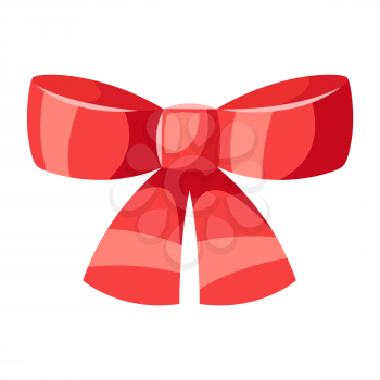 Illustration of red bow. Merry Christmas or Happy New Year decoration.