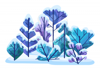 Winter background with trees. Natural stylized illustration of forest.