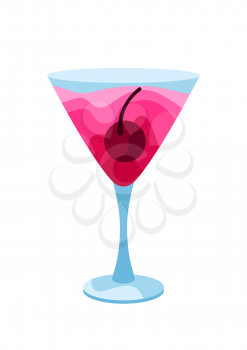 Manhattan cocktail illustration. Stylized image of alcoholic beverage.