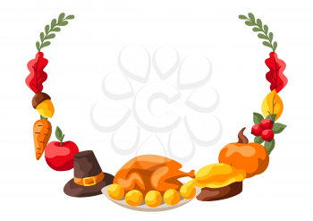 Happy Thanksgiving Day frame. Design with holiday objects.