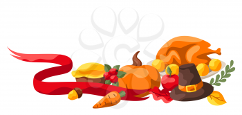 Happy Thanksgiving Day decoration. Design with holiday objects.