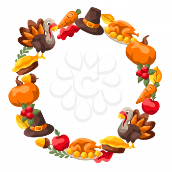 Happy Thanksgiving Day frame. Design with holiday objects.