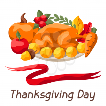 Happy Thanksgiving Day background. Design with holiday objects.
