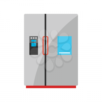 Stylized illustration of refrigerator. Home appliance or household item for advertising and shopping.