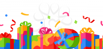 Seamless pattern with gift boxes. Colorful presents for celebration, discounts or promotions.