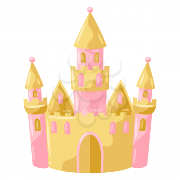 Illustration of princess castle. Stylized picture for decoration children holiday and party.