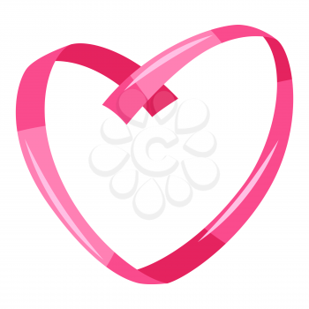 Decorative pink ribbon in heart shape. Happy Valentine Day decoration.