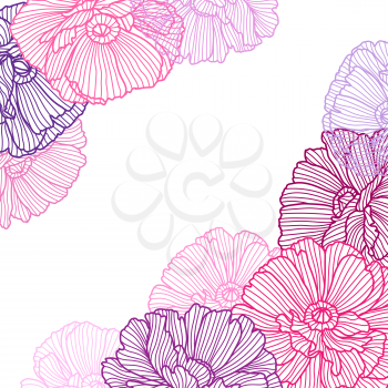 Background with poppies. Beautiful decorative stylized summer flowers.