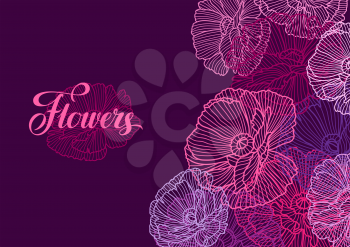 Background with poppies. Beautiful decorative stylized summer flowers.