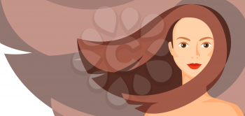 Background with girl and hair. Concept for beauty or hairdressing salon.