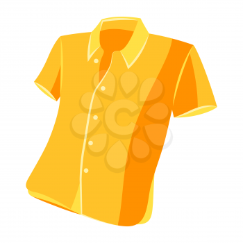 Illustration of male yellow shirt. Summer fashion beachwear.