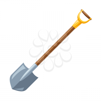 Illustration of garden shovel. Tool for farming and gardening.