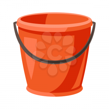 Illustration of garden plastic bucket. Tool for farming and gardening.