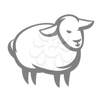 Illustration of stylized sheep. Icon, emblem or label for natural products.